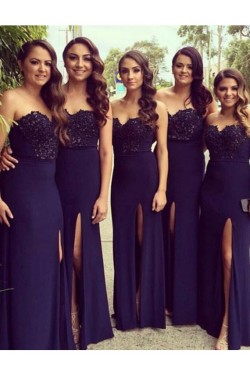 Long Purple Side Slit Lace Chiffon Wedding Guest Dresses Bridesmaid Dresses 3010187