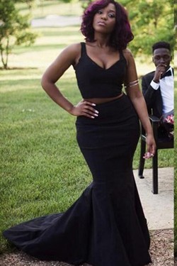 Two Pieces Black Mermaid Plus Size Wedding Guest Dresses Bridesmaid Dresses 3010195