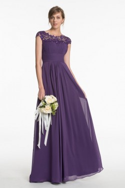 Long Purple Lace Chiffon Wedding Guest Dresses Bridesmaid Dresses 3010197