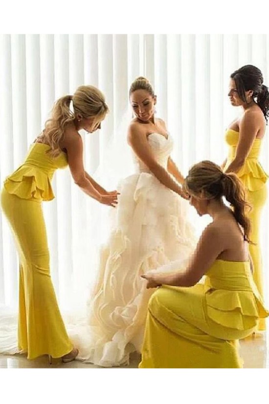 Mermaid Long Yellow Wedding Guest Dresses Bridesmaid Dresses 3010201