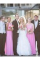 Long Pink Lace Chiffon Wedding Guest Dresses Bridesmaid Dresses 3010202