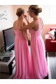 Long Pink Lace Chiffon Wedding Guest Dresses Bridesmaid Dresses 3010202