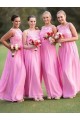 Long Pink Lace Chiffon Wedding Guest Dresses Bridesmaid Dresses 3010202