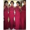Burgundy Halter Mermaid Lace Long Wedding Guest Dresses Bridesmaid Dresses 3010204