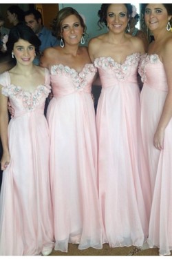Empire Sweetheart Long Pink Wedding Guest Dresses Bridesmaid Dresses 3010211