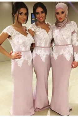 Cap Sleeves V-Neck Lace Bodice Long Wedding Guest Dresses Bridesmaid Dresses 3010213