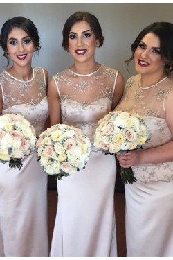 Mermaid Illusion Neckline Long Wedding Guest Dresses Bridesmaid Dresses 3010214