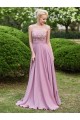 A-Line Lace Chiffon Illusion Neckline Long Wedding Guest Dresses Bridesmaid Dresses 3010219