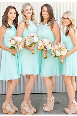 A-Line Short Blue Chiffon Wedding Guest Dresses Bridesmaid Dresses 3010221