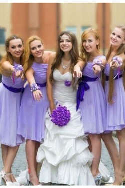 Short Purple Chiffon Wedding Guest Dresses Bridesmaid Dresses 3010222