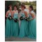 A-Line Lace Chiffon Illusion Neckline Plus Size Wedding Guest Dresses Bridesmaid Dresses 3010224