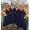 High Low V-Neck Navy Wedding Guest Dresses Bridesmaid Dresses 3010231