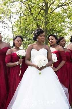 3/4 Length Sleeve Burgundy Plus Size Wedding Guest Dresses Bridesmaid Dresses 3010232