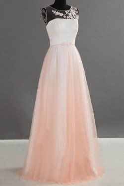 A-Line Illusion Neckline Long Wedding Guest Dresses Bridesmaid Dresses 3010236