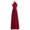 A-Line Halter Burgundy Chiffon Wedding Guest Dresses Bridesmaid Dresses 3010237