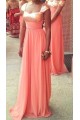Long Coral Sequins Chiffon Wedding Guest Dresses Bridesmaid Dresses 3010240
