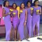 Sheath Purple Front Slit Long Wedding Guest Dresses Bridesmaid Dresses 3010241
