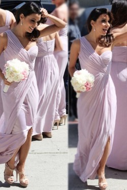 Long Chiffon One-Shoulder Wedding Guest Dresses Bridesmaid Dresses 3010245