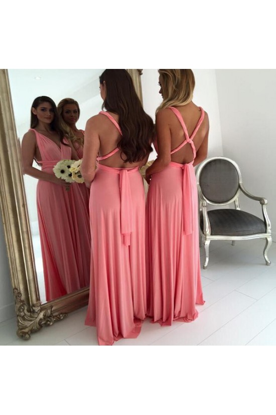 Long Chiffon V-Neck Wedding Guest Dresses Bridesmaid Dresses 3010258