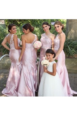 Mermaid One-Shoulder Lace Long Wedding Guest Dresses Bridesmaid Dresses 3010265