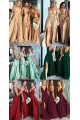 A-Line Floor Length V-Neck Long Bridesmaid Dresses with Slit 3010275