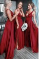 A-Line Floor Length V-Neck Long Bridesmaid Dresses with Slit 3010276 A-Line Floor Length V-Neck Long Bridesmaid Dresses with Slit 3010276