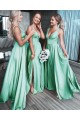 A-Line Floor Length V-Neck Long Bridesmaid Dresses with Slit 3010279 A-Line Floor Length V-Neck Long Bridesmaid Dresses with Slit 3010279