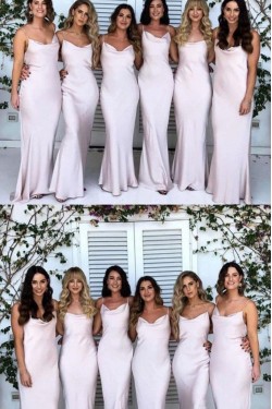Mermaid Spaghetti Straps Long Bridesmaid Dresses with Slit 3010290