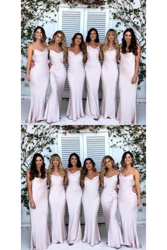 Mermaid Spaghetti Straps Long Bridesmaid Dresses with Slit 3010290