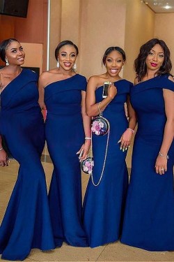 Mermaid One-Shoulder Long Bridesmaid Dresses with Slit 3010293