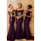 Elegant Mermaid Off-the-Shoulder Long Grape Bridesmaid Dresses 3010296