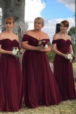 A-Line Off-the-Shoulder Plus Size Long Bridesmaid Dresses 3010297