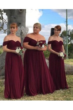 A-Line Off-the-Shoulder Plus Size Long Bridesmaid Dresses 3010297