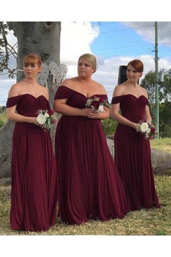 A-Line Off-the-Shoulder Plus Size Long Bridesmaid Dresses 3010297