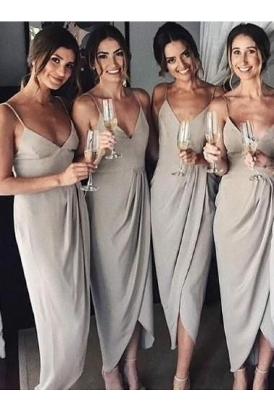 Simple Spaghetti Straps V-Neck Bridesmaid Dresses 3010298