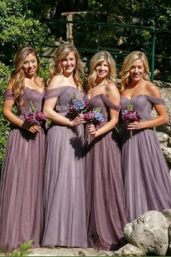 A-Line Off-the-Shoulder Long Bridesmaid Dresses 3010299