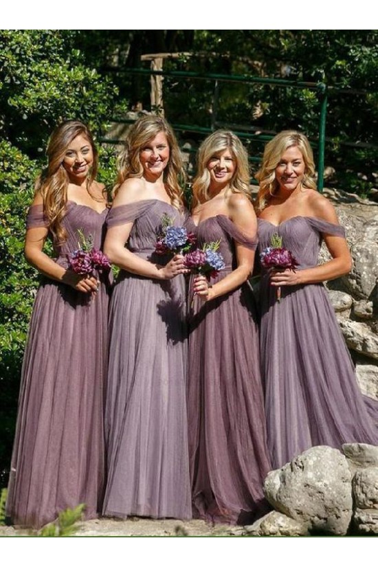 A-Line Off-the-Shoulder Long Bridesmaid Dresses 3010299