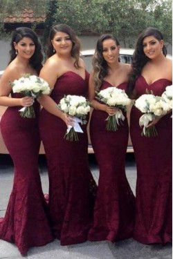 Mermaid Lace Sweetheart Long Bridesmaid Dresses 3010302