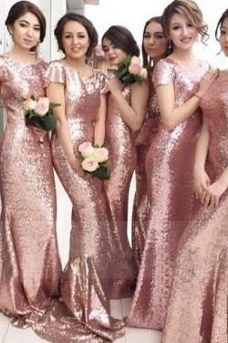 Mermaid Sequins Long Bridesmaid Dresses 3010303