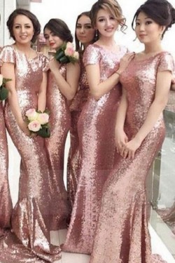 Mermaid Sequins Long Bridesmaid Dresses 3010303