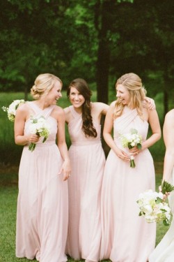 A-Line Long Pink Bridesmaid Dresses 3010304