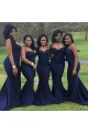 Mermaid Spaghetti Straps Navy Blue Long Bridesmaid Dresses 3010305