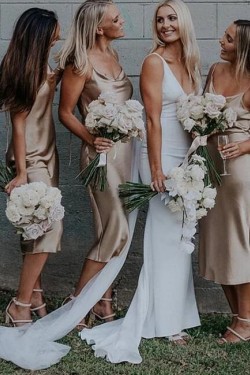 Simple Spaghetti Straps Long Bridesmaid Dresses 3010308