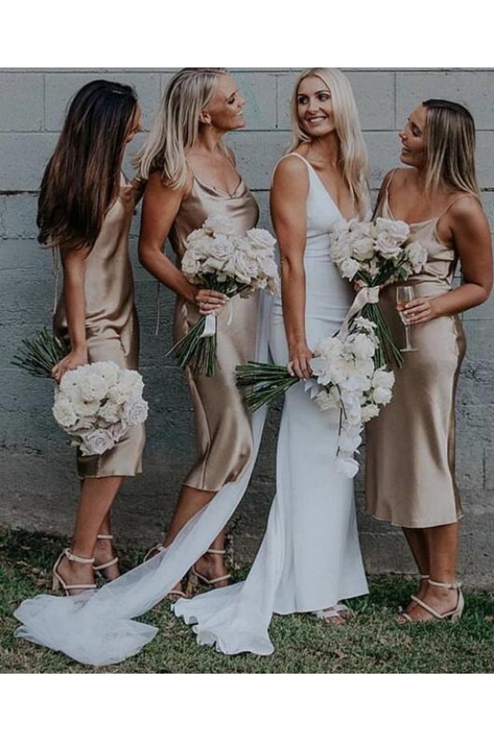 Simple Spaghetti Straps Long Bridesmaid Dresses 3010308