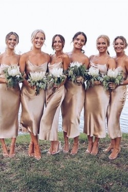 Simple Spaghetti Straps Long Bridesmaid Dresses 3010308