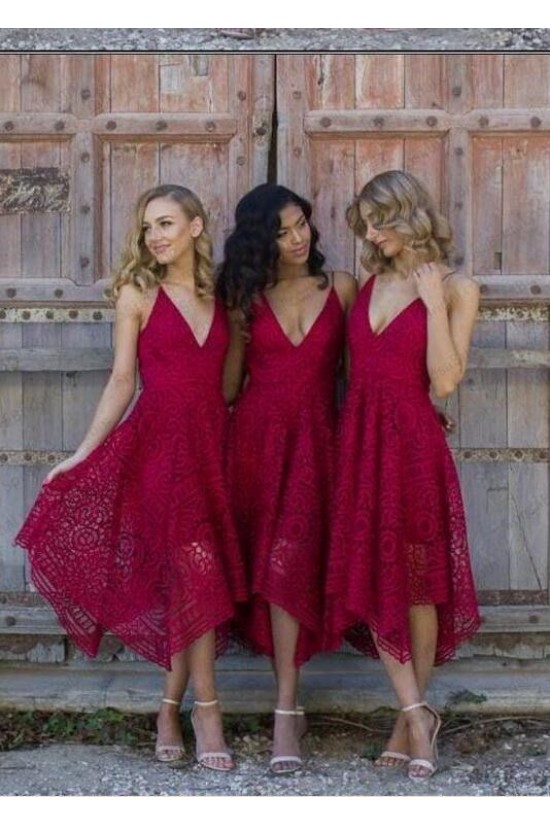 A-Line Spaghetti Straps V-Neck Bridesmaid Dresses 3010311
