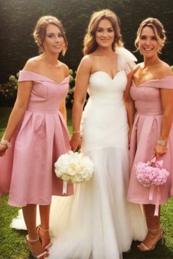 A-Line Short Off-the-Shoulder Bridesmaid Dresses 3010314