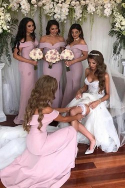 Mermaid Off-the-Shoulder Long Bridesmaid Dresses 3010315