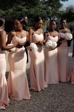 Mermaid Simple Spaghetti Straps Long Bridesmaid Dresses 3010316