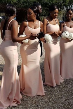 Mermaid Simple Spaghetti Straps Long Bridesmaid Dresses 3010316